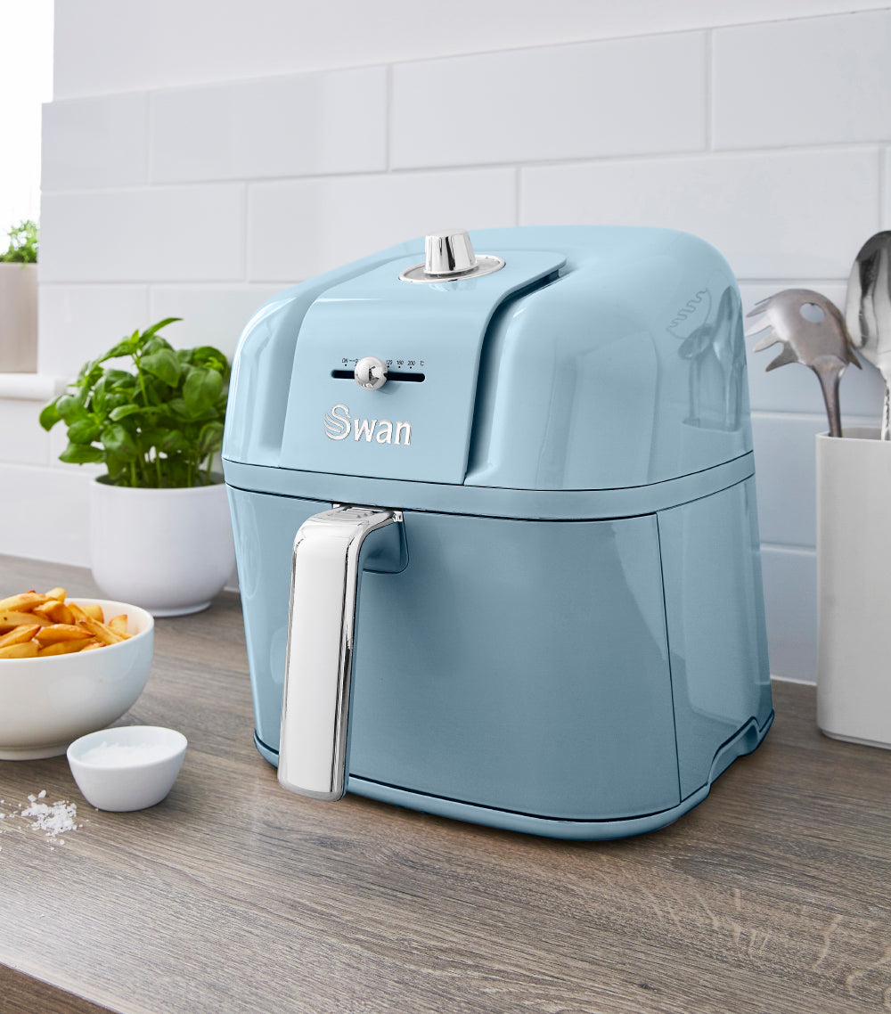 5055322539511 SWAN Swan Retro 6L Manual Air Fryer - Blue SD10510BLN Brambles Cookshop 12