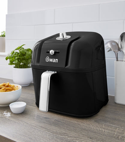 5055322539535 SWAN Swan Retro Manual Air Fryer - Black SD10510BN Brambles Cookshop 2