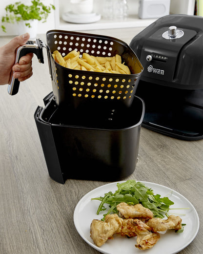 5055322539535 SWAN Swan Retro Manual Air Fryer - Black SD10510BN Brambles Cookshop 4