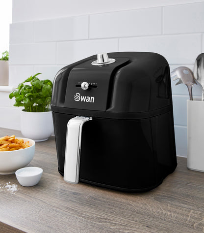 5055322539535 SWAN Swan Retro Manual Air Fryer - Black SD10510BN Brambles Cookshop 12