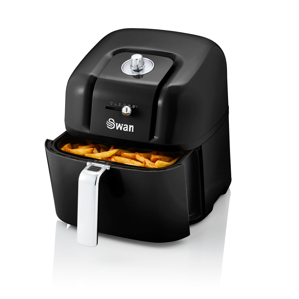 5055322539535 SWAN Swan Retro Manual Air Fryer - Black SD10510BN Brambles Cookshop 1