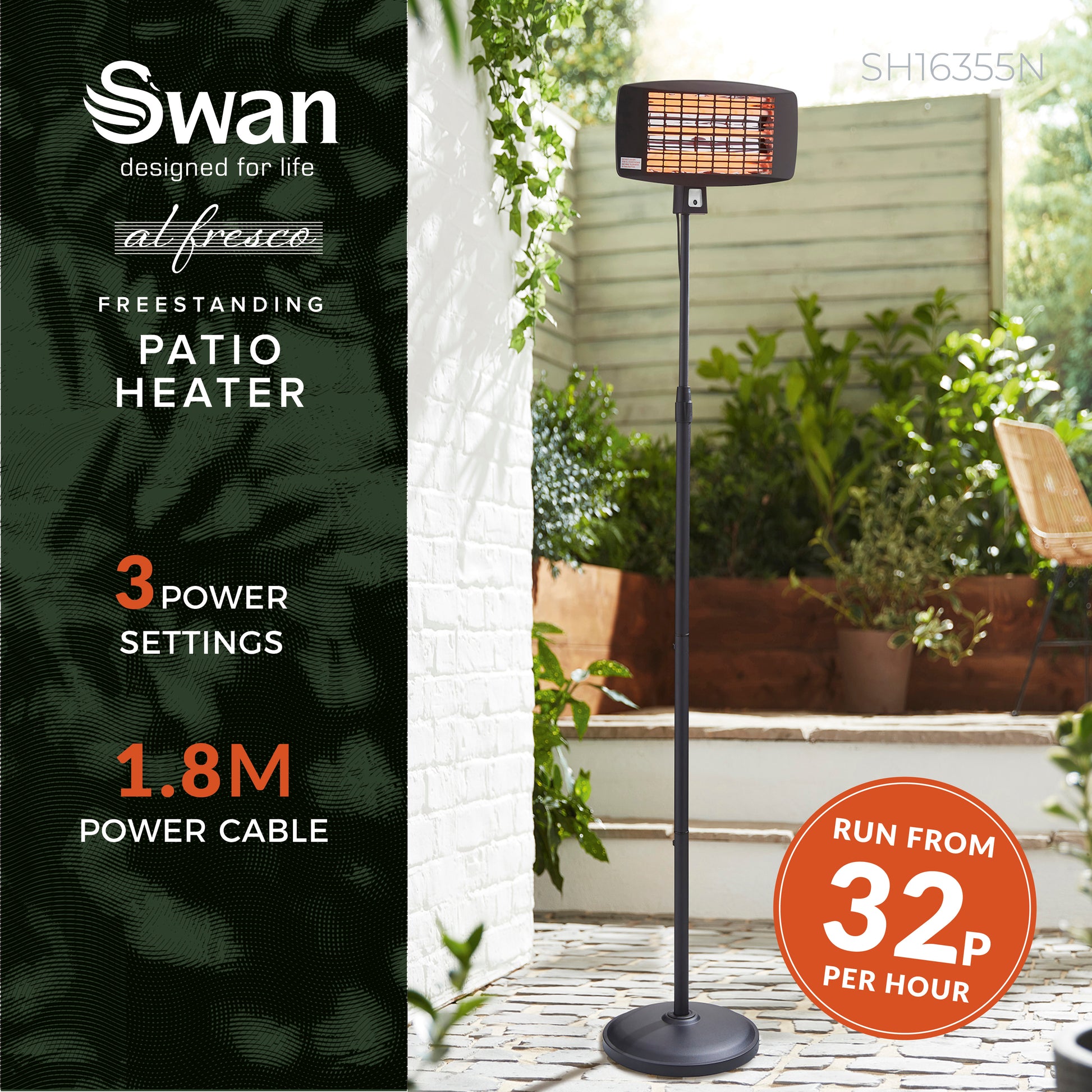 5055322549824 SWAN Swan Stand Patio Heater SH16355N Brambles Cookshop 3