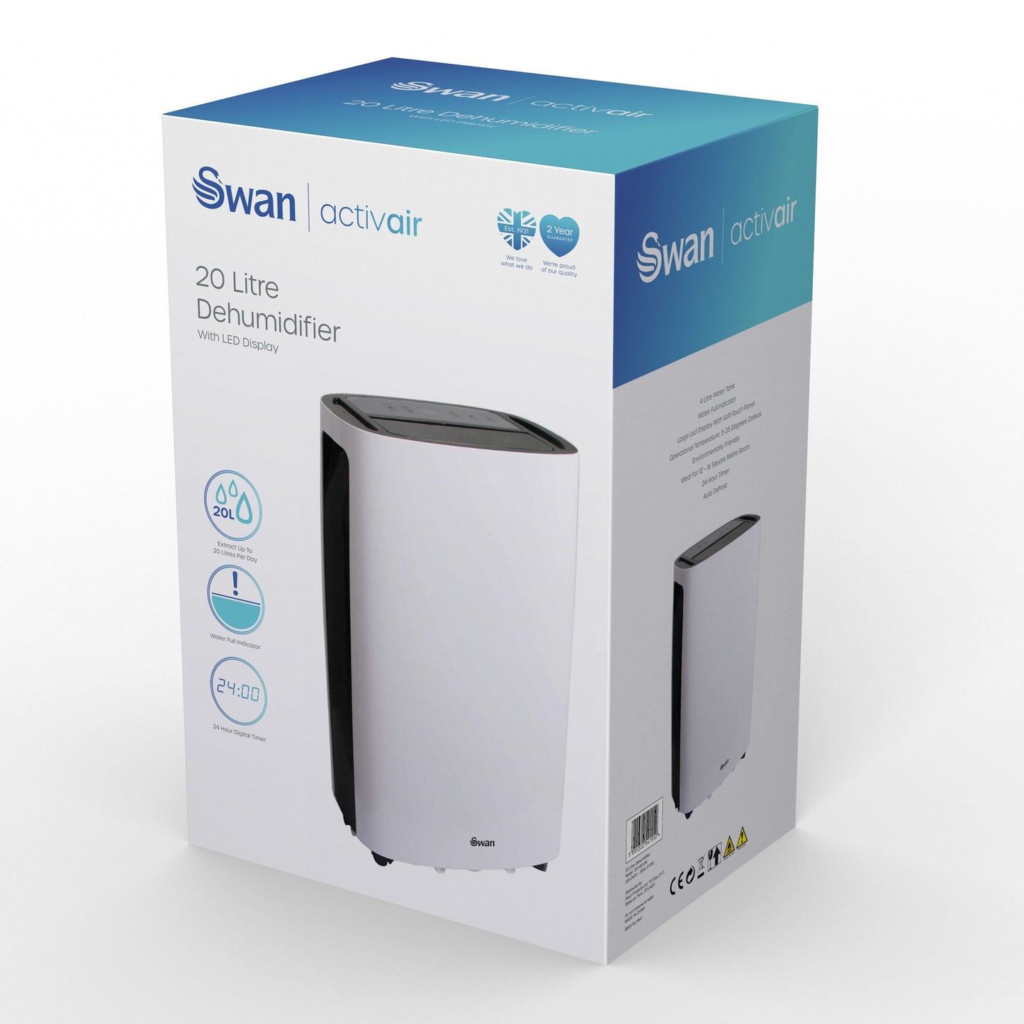 5055322541552 SWAN Swan 20 Litre Low Enery Dehumidifier SH16810N Brambles Cookshop 9