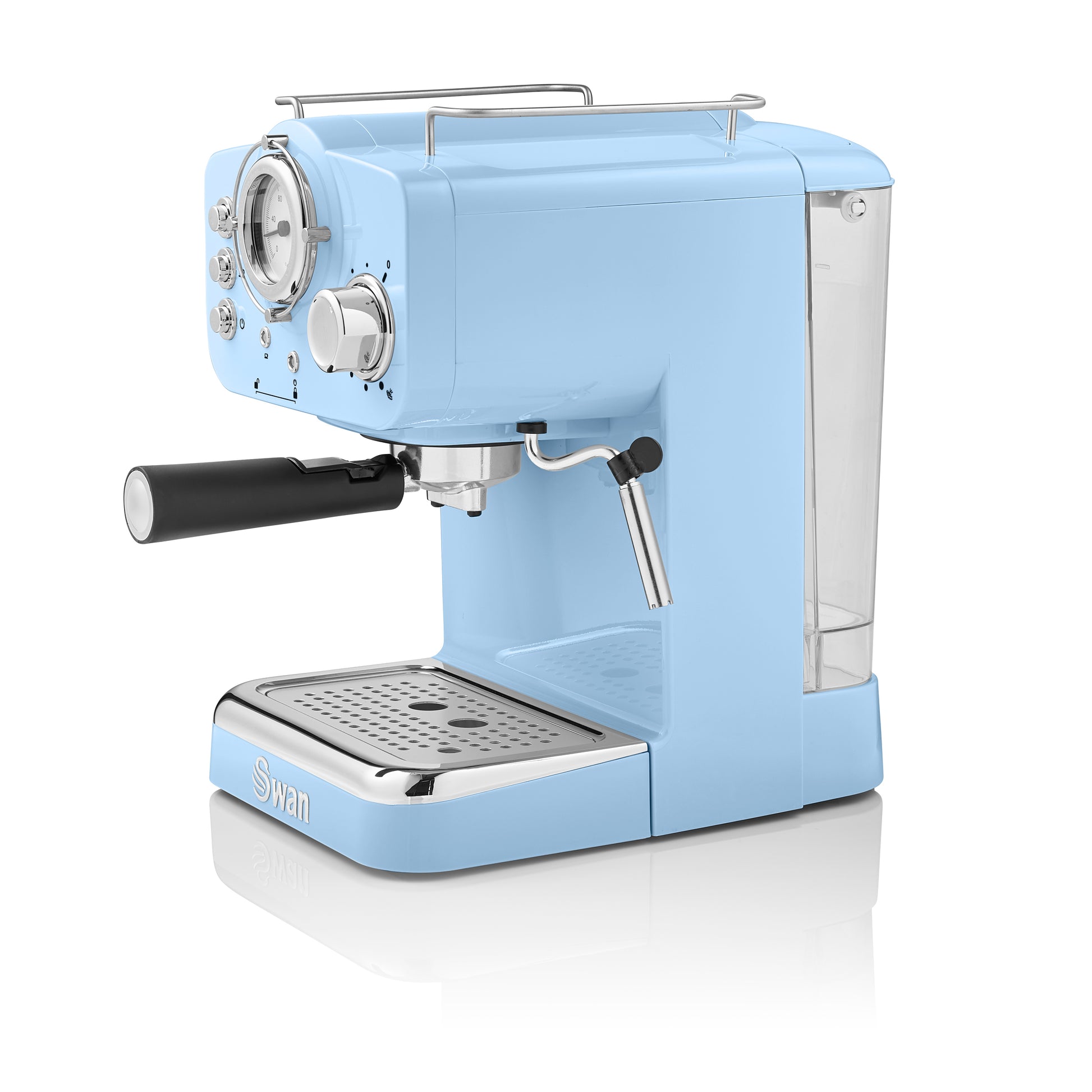 5055322531157 SWAN Swan Retro Pump Espresso Coffee Machine - Blue SK22110BLN Brambles Cookshop 3