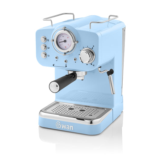 5055322531157 SWAN Swan Retro Pump Espresso Coffee Machine - Blue SK22110BLN Brambles Cookshop 1