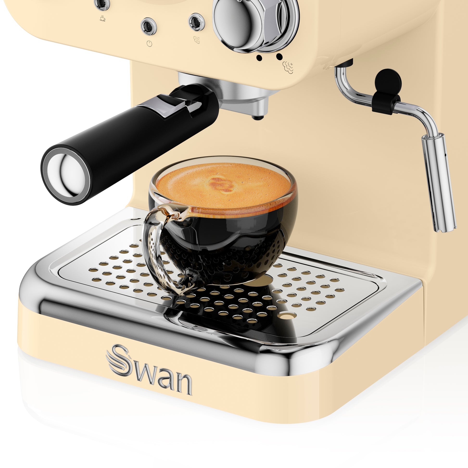 5055322531195 SWAN Swan Retro Pump Espresso Coffee Machine - Cream SK22110CN Brambles Cookshop 4