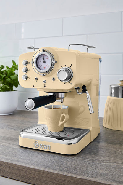 5055322531195 SWAN Swan Retro Pump Espresso Coffee Machine - Cream SK22110CN Brambles Cookshop 12