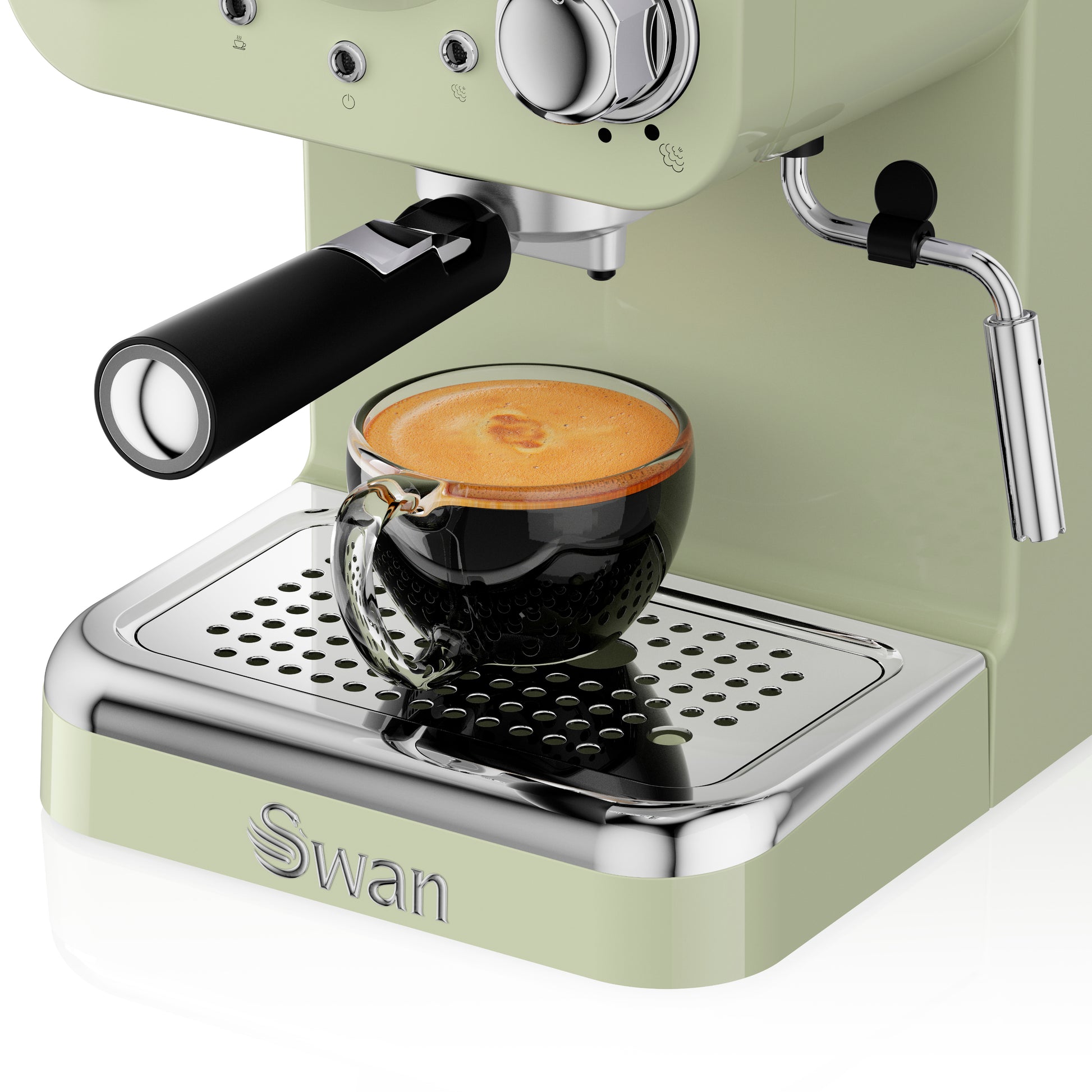 5055322531218 SWAN Swan Retro Pump Espresso Coffee Machine - Green SK22110GN Brambles Cookshop 4