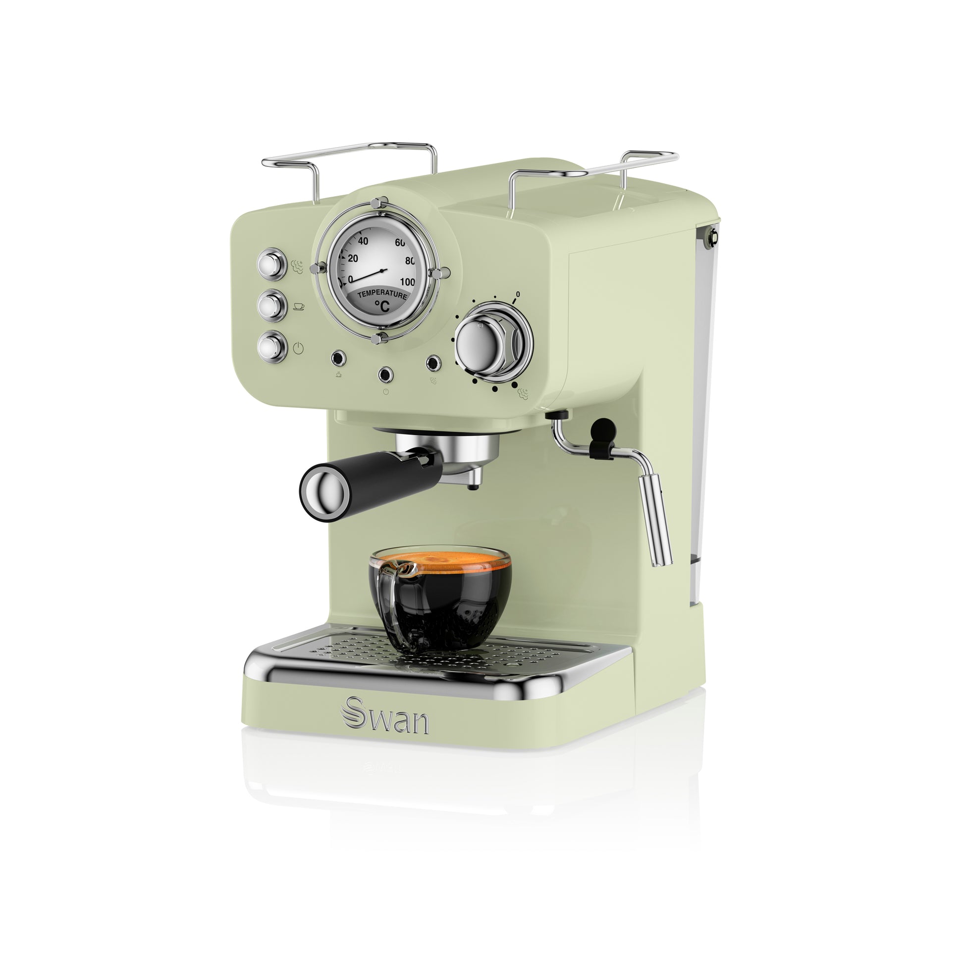 5055322531218 SWAN Swan Retro Pump Espresso Coffee Machine - Green SK22110GN Brambles Cookshop 1