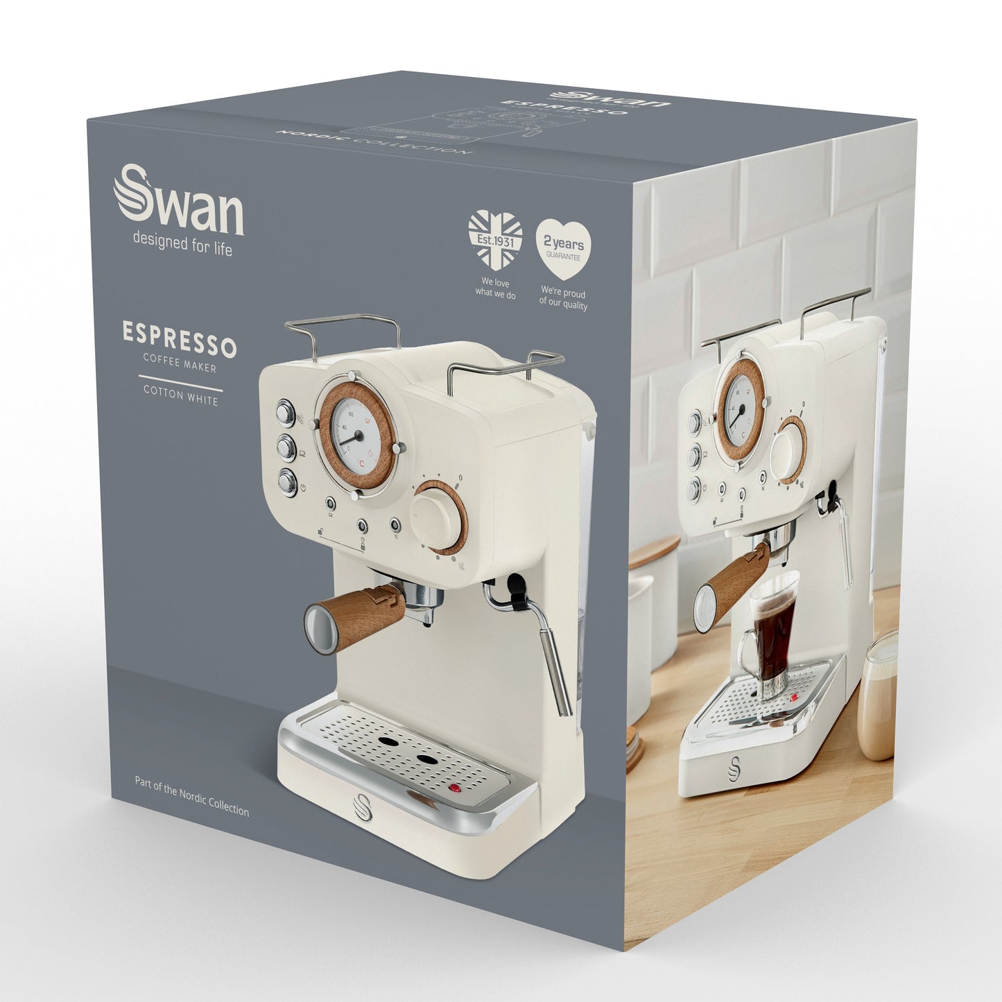 5055322539719 SWAN Nordic Espresso Coffee Machine - White SK22110WHTN Brambles Cookshop 10