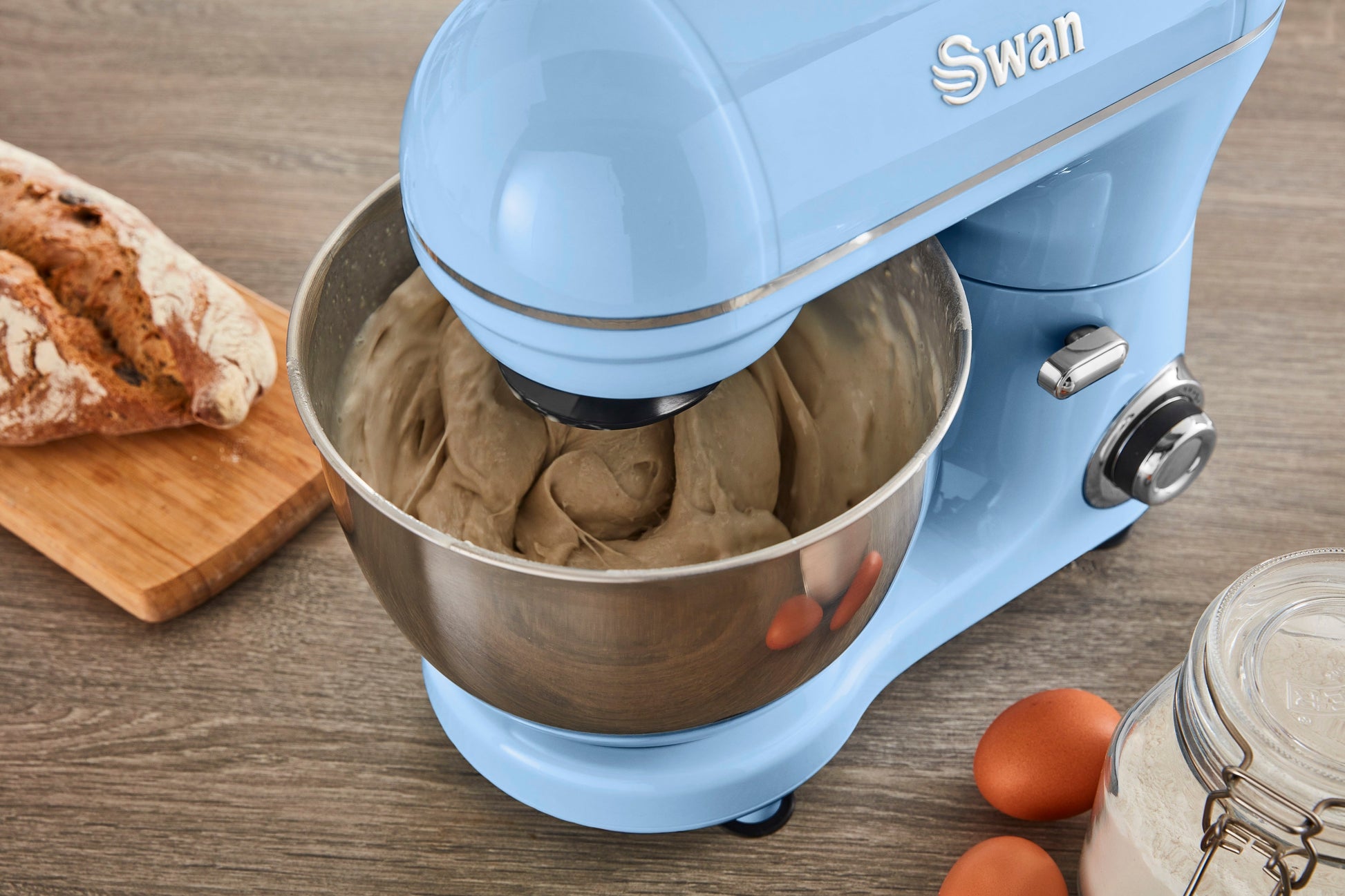 5055322531973 SWAN 800W Retro Stand Mixer- Blue SP21060BLN Brambles Cookshop 5