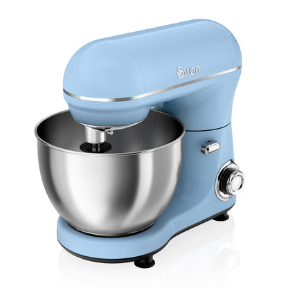 5055322531973 SWAN 800W Retro Stand Mixer- Blue SP21060BLN Brambles Cookshop 1