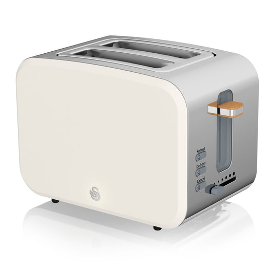 5055322531560 SWAN 2 Slice Nordic Style Toaster - White ST14610WHTN Brambles Cookshop 1