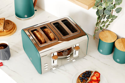 5055322539115 SWAN 4 Slice Nordic Style Toaster - Green ST14620GREN Brambles Cookshop 4