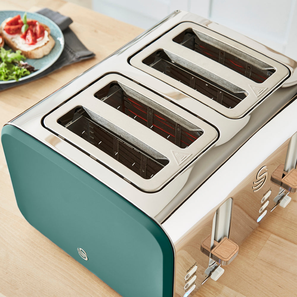 5055322539115 SWAN 4 Slice Nordic Style Toaster - Green ST14620GREN Brambles Cookshop 8