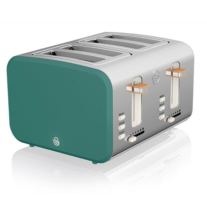 5055322539115 SWAN 4 Slice Nordic Style Toaster - Green ST14620GREN Brambles Cookshop 1