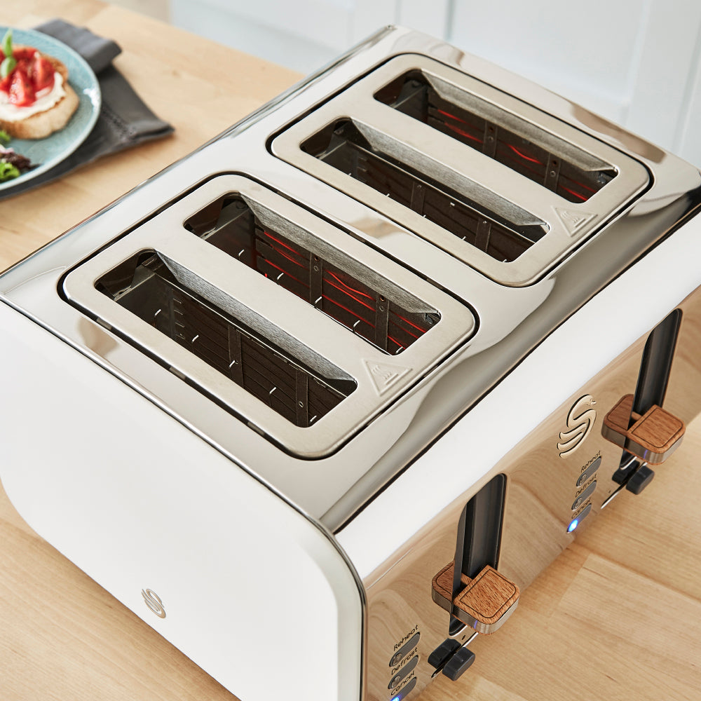 5055322531584 SWAN 4 Slice Nordic Style Toaster - White ST14620WHTN Brambles Cookshop 6