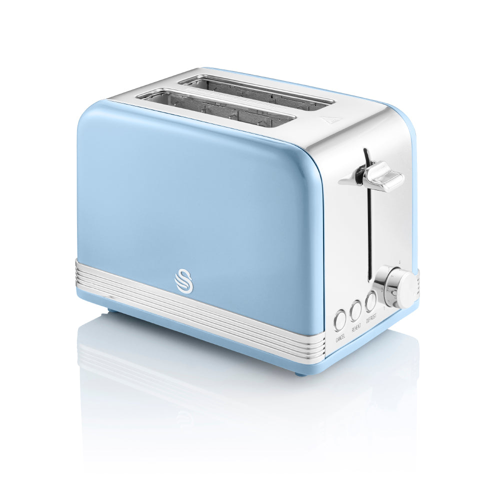 5055322520489 SWAN Retro 2 Slice S/S Toaster - Blue ST19010BLN Brambles Cookshop 1