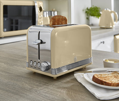 5055322520526 SWAN Retro 2 Slice S/S Toaster - Cream ST19010CN Brambles Cookshop 4