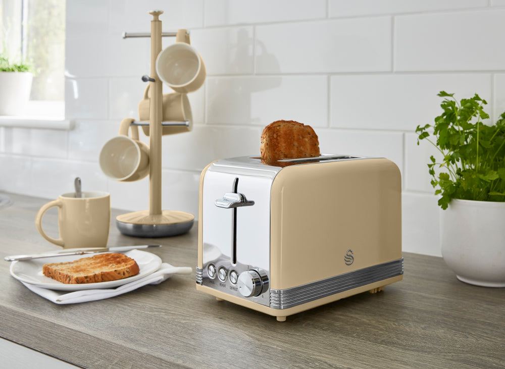 5055322520526 SWAN Retro 2 Slice S/S Toaster - Cream ST19010CN Brambles Cookshop 5