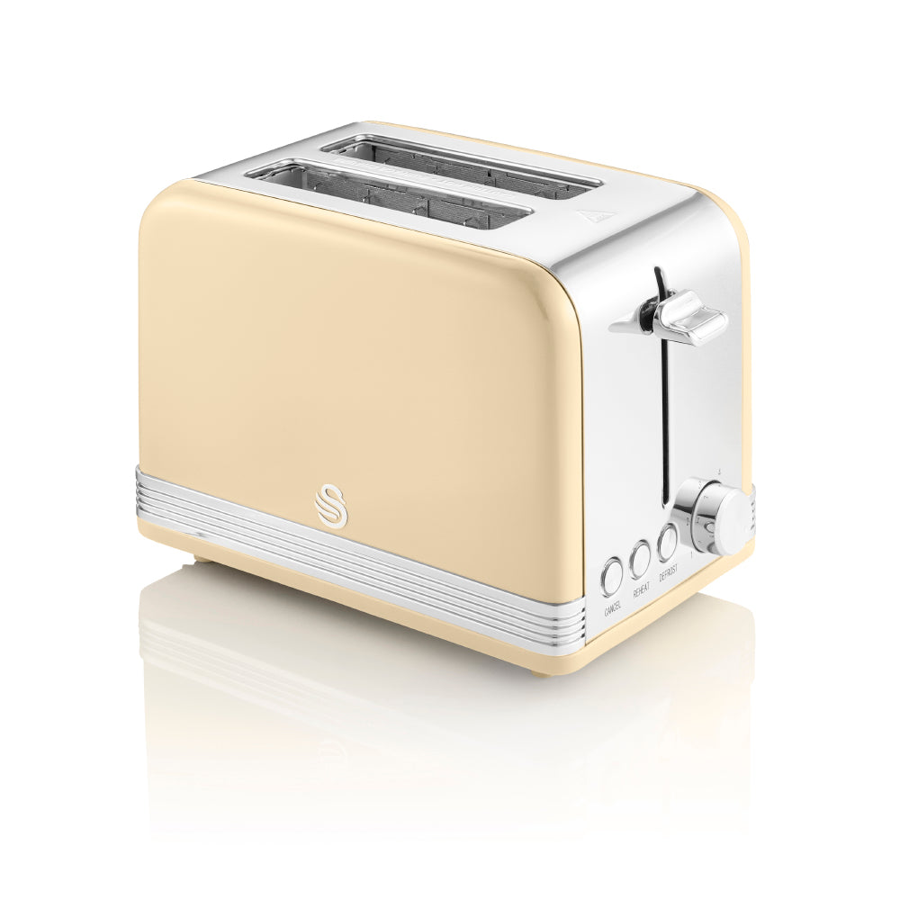 5055322520526 SWAN Retro 2 Slice S/S Toaster - Cream ST19010CN Brambles Cookshop 1