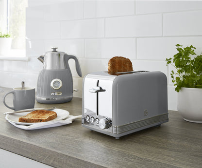 5055322520564 SWAN Retro 2 Slice S/S Toaster - Grey ST19010GRN Brambles Cookshop 3