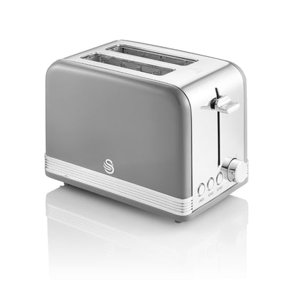 5055322520564 SWAN Retro 2 Slice S/S Toaster - Grey ST19010GRN Brambles Cookshop 1