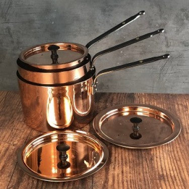 Netherton Foundry 6",7", 8" copper saucepans  NFS-287