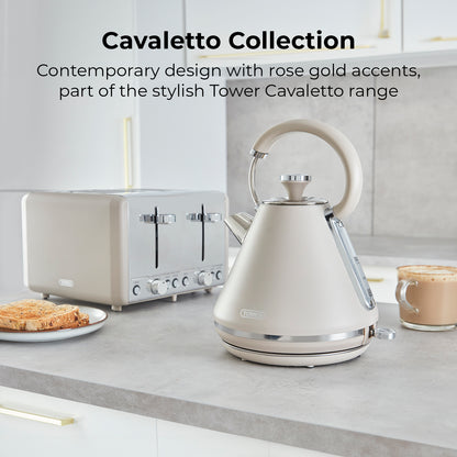 5056462343617 TOWER Cavaletto 1.7L Pyramid Kettle 3KW Latte Chrome Accents T10044MSH Brambles Cookshop 3