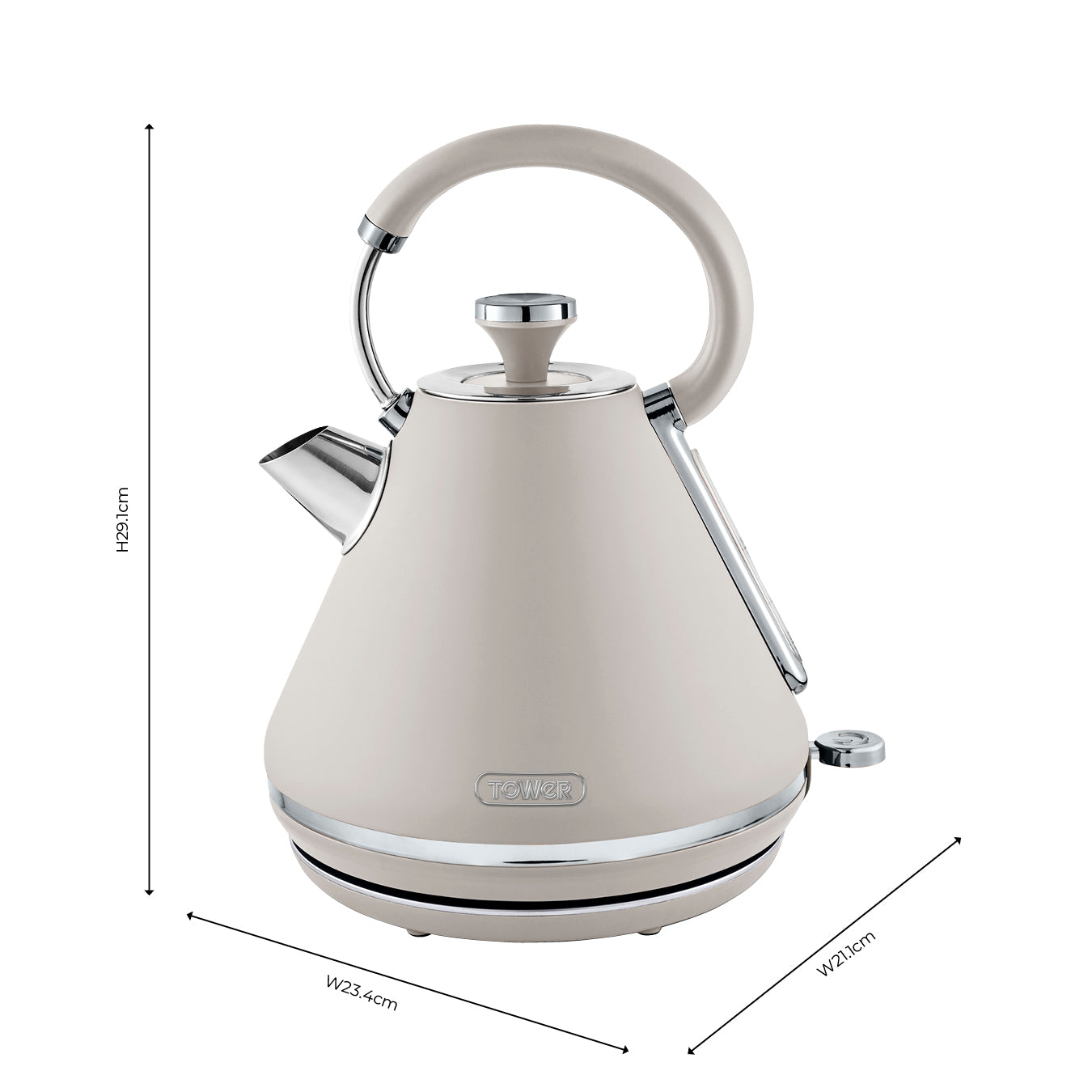 5056462343617 TOWER Cavaletto 1.7L Pyramid Kettle 3KW Latte Chrome Accents T10044MSH Brambles Cookshop 8