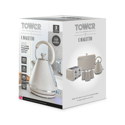 5056462343617 TOWER Cavaletto 1.7L Pyramid Kettle 3KW Latte Chrome Accents T10044MSH Brambles Cookshop 10