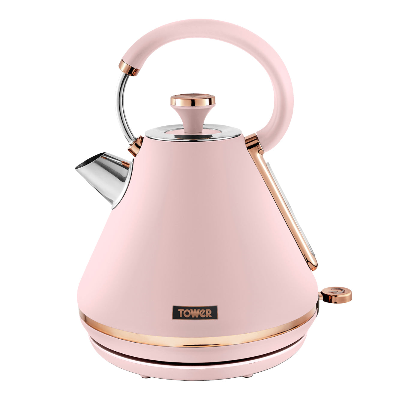 5056032976504 TOWER Cavaletto 3KW 1.7 Litre Pyramid Kettle with Rose Accents T10044PNK Brambles Cookshop 1