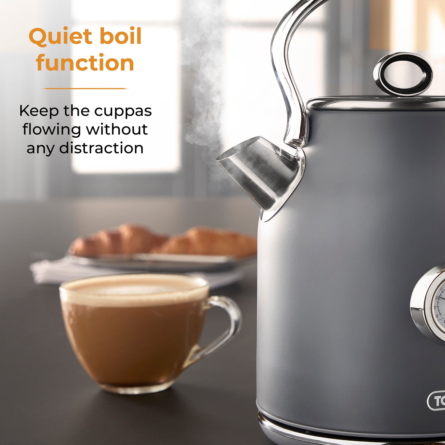 5056032991682 TOWER Renaissance 1.7 Litre 3KW Kettle Grey with Chrome T10063GRY Brambles Cookshop 6