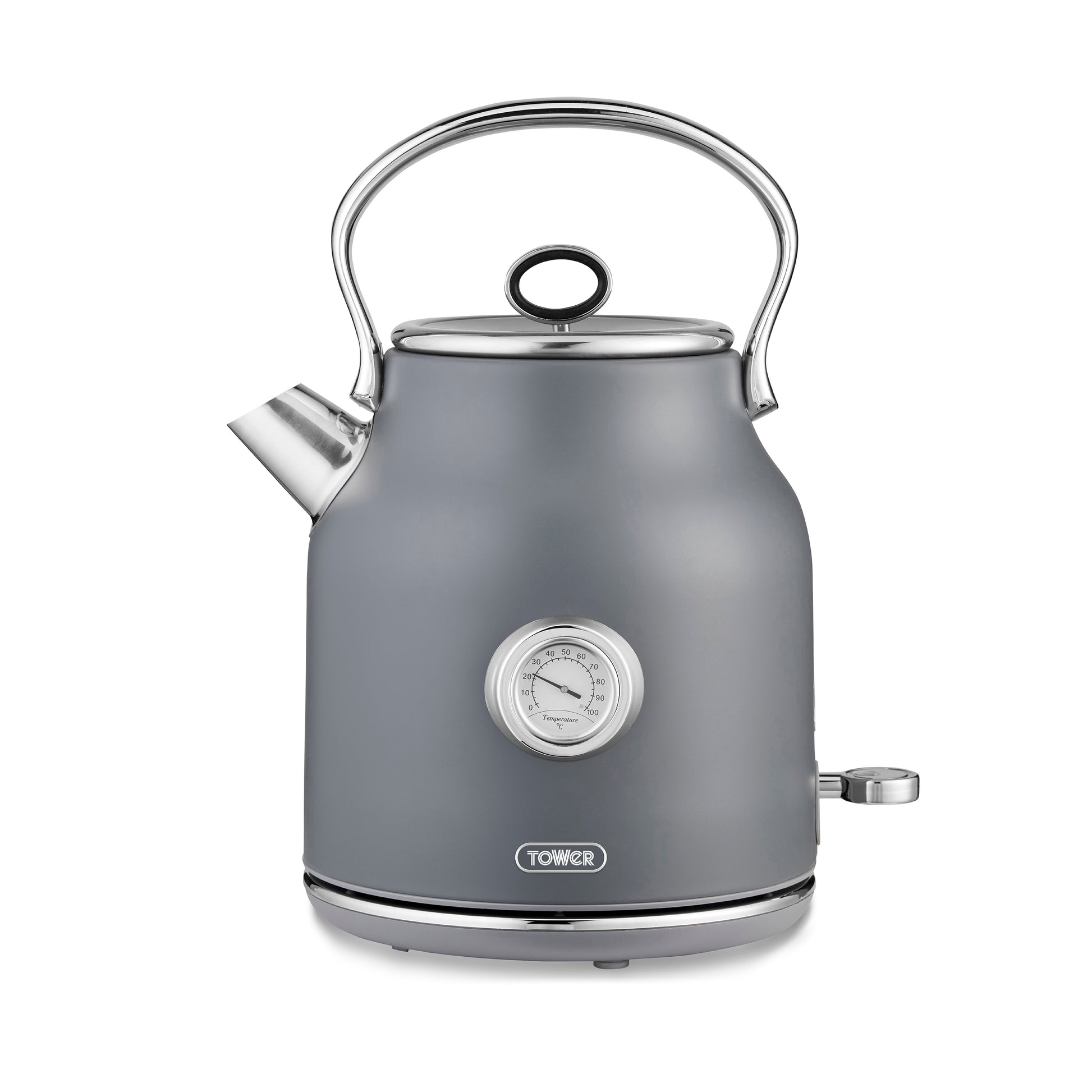 5056032991682 TOWER Renaissance 1.7 Litre 3KW Kettle Grey with Chrome T10063GRY Brambles Cookshop 1