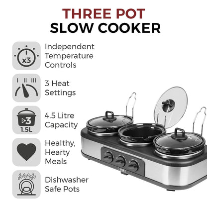 5056032918368 TOWER 3 x 1.5 Litre Pot Slow Cooker T16015 Brambles Cookshop 2