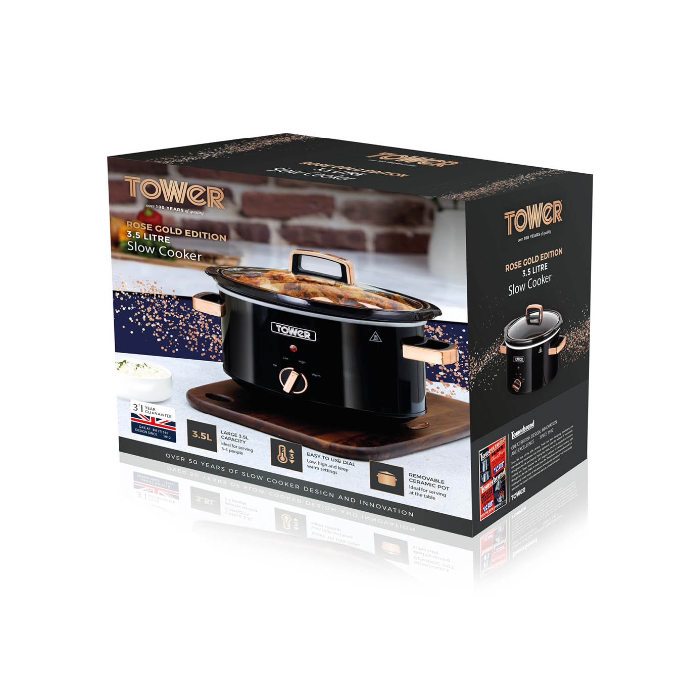 5056032941571 TOWER Infinity 3.5 Litre Slow Cooker with Rose Gold Accents T16018RG Brambles Cookshop 12