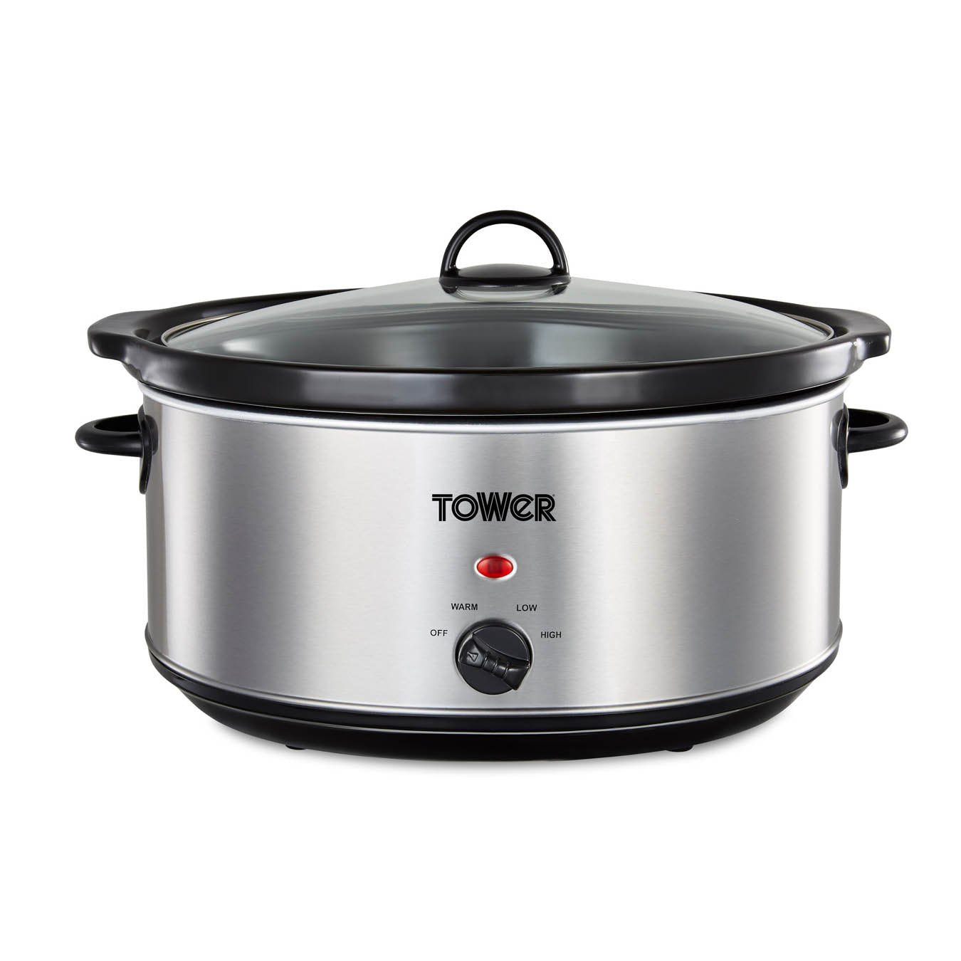 5056462363127 TOWER 6.5L S/S Slow Cooker Stainless Steel Black Handles T16040Y Brambles Cookshop 1