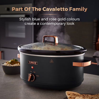 5056462300443 TOWER Cavaletto 6.5 Litre Slow Cooker Black T16043BLK Brambles Cookshop 8