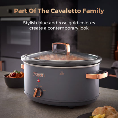 5056462300481 TOWER Cavaletto 6.5 Litre Slow Cooker Grey T16043GRY Brambles Cookshop 8