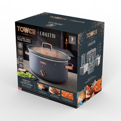 5056462300481 TOWER Cavaletto 6.5 Litre Slow Cooker Grey T16043GRY Brambles Cookshop 11