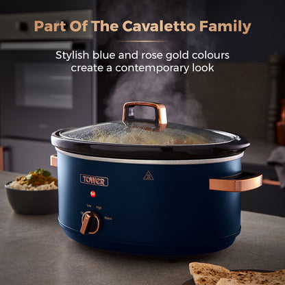 5056462300467 TOWER Cavaletto 6.5 Litre Slow Cooker Midnight Blue T16043MNB Brambles Cookshop 8