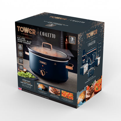 5056462300467 TOWER Cavaletto 6.5 Litre Slow Cooker Midnight Blue T16043MNB Brambles Cookshop 10