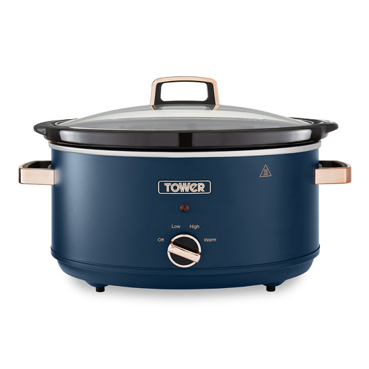 5056462300467 TOWER Cavaletto 6.5 Litre Slow Cooker Midnight Blue T16043MNB Brambles Cookshop 1