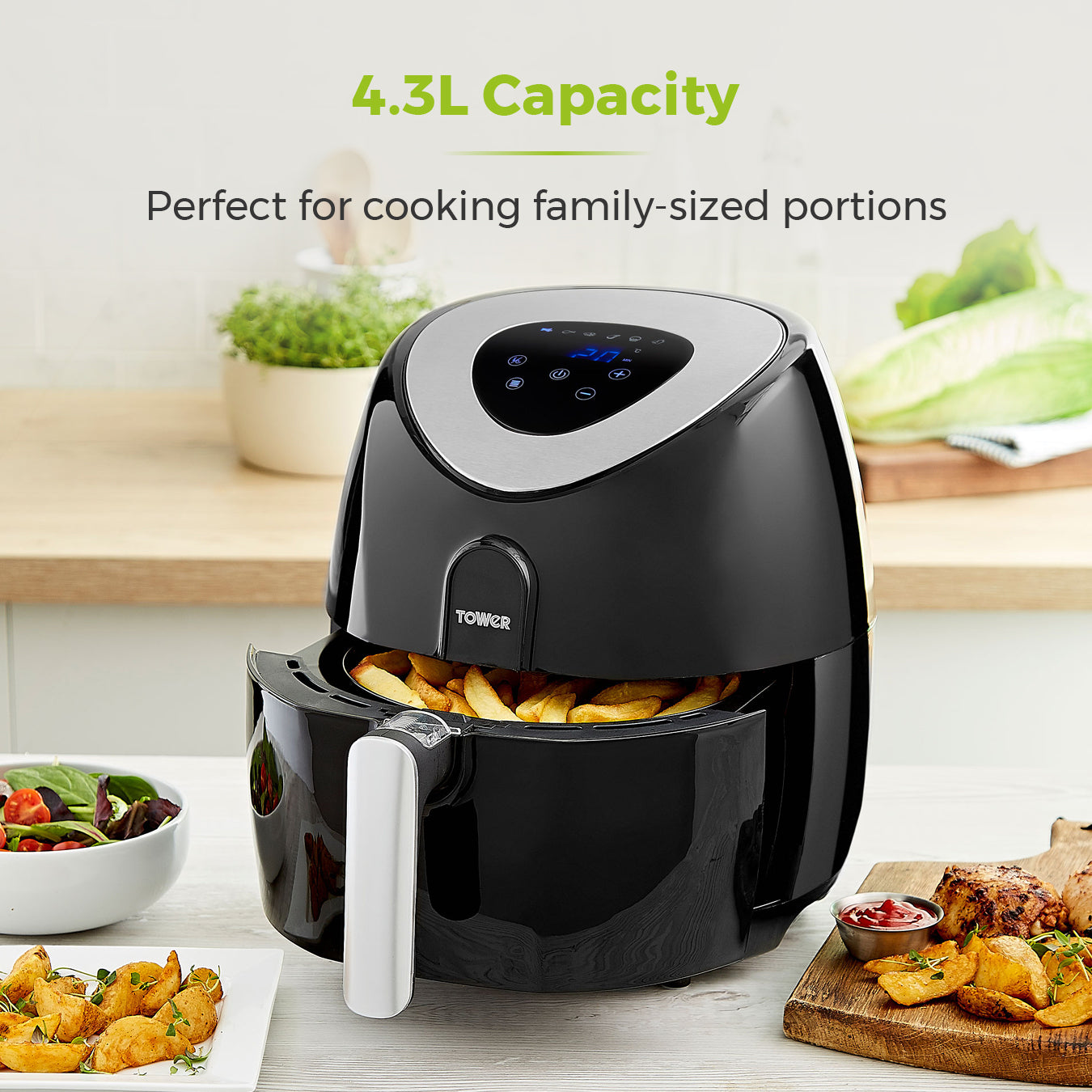 5056032925434 TOWER 1500W 4.3 Litre Digital Air Fryer T17024 Brambles Cookshop 9