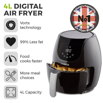 5056032987746 TOWER 4 Litre Digital Air Fryer T17067 Brambles Cookshop 2