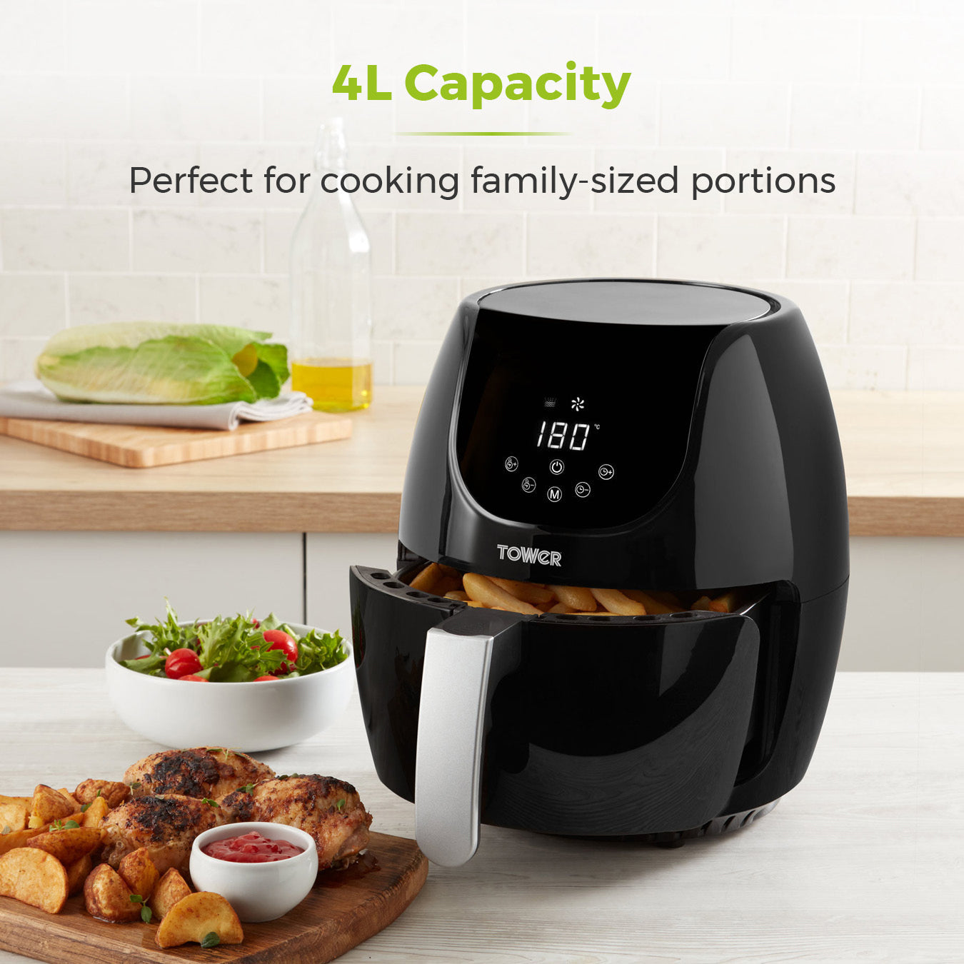 5056032987746 TOWER 4 Litre Digital Air Fryer T17067 Brambles Cookshop 8