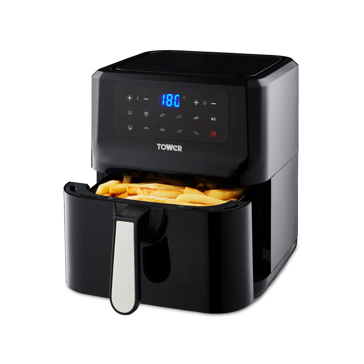 5056462313771 TOWER Vortx 5L Digital Single Basket Air Fryer Black T17089 Brambles Cookshop 1