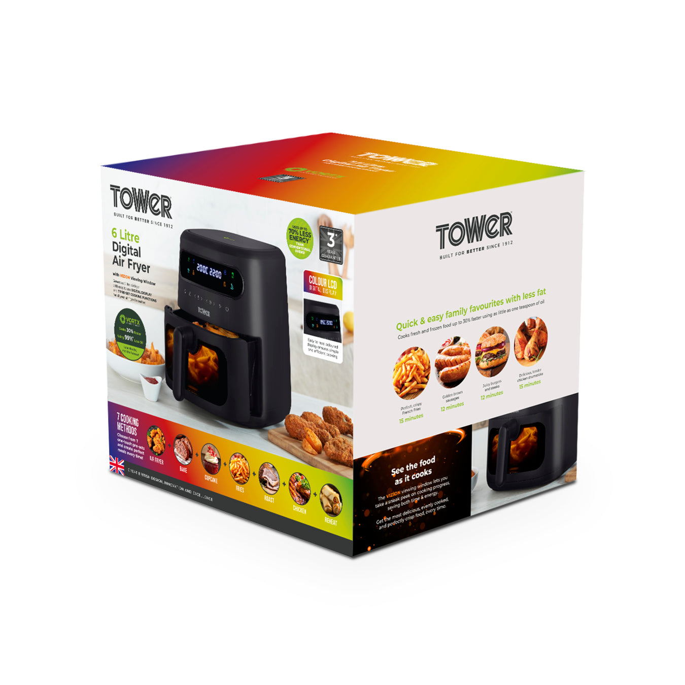 5056462355276 TOWER Vortx Vizion 6L Air Fryer with Colour Display Digital T17124 Brambles Cookshop 10