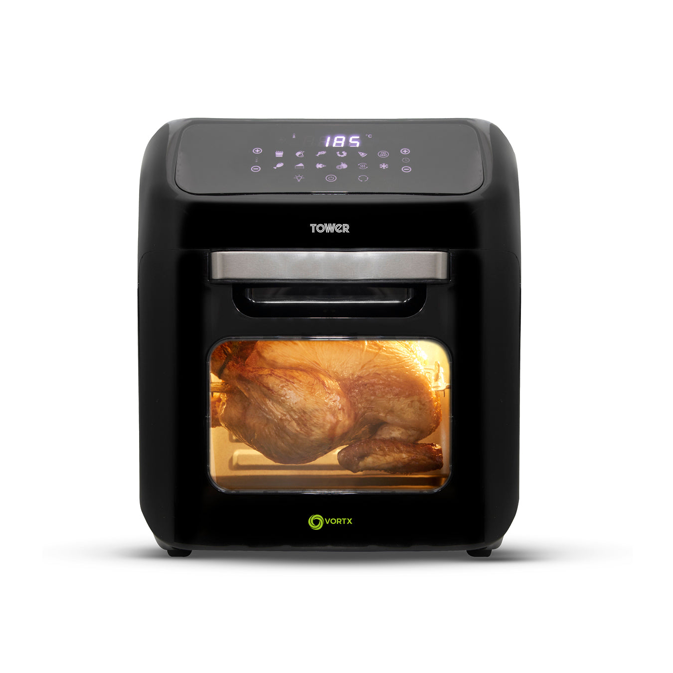 5056462360027 TOWER Vortx 12L Air Fryer Oven Black and Chrome Tower Website Exclusive T17128 Brambles Cookshop 1