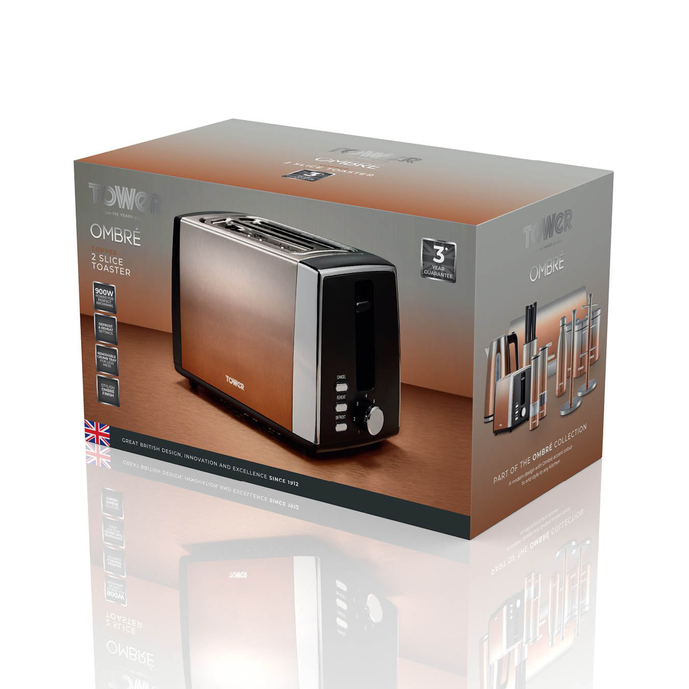 5056032959330 TOWER Infinity Ombre 2 Slice Toaster Copper T20038COP Brambles Cookshop 9